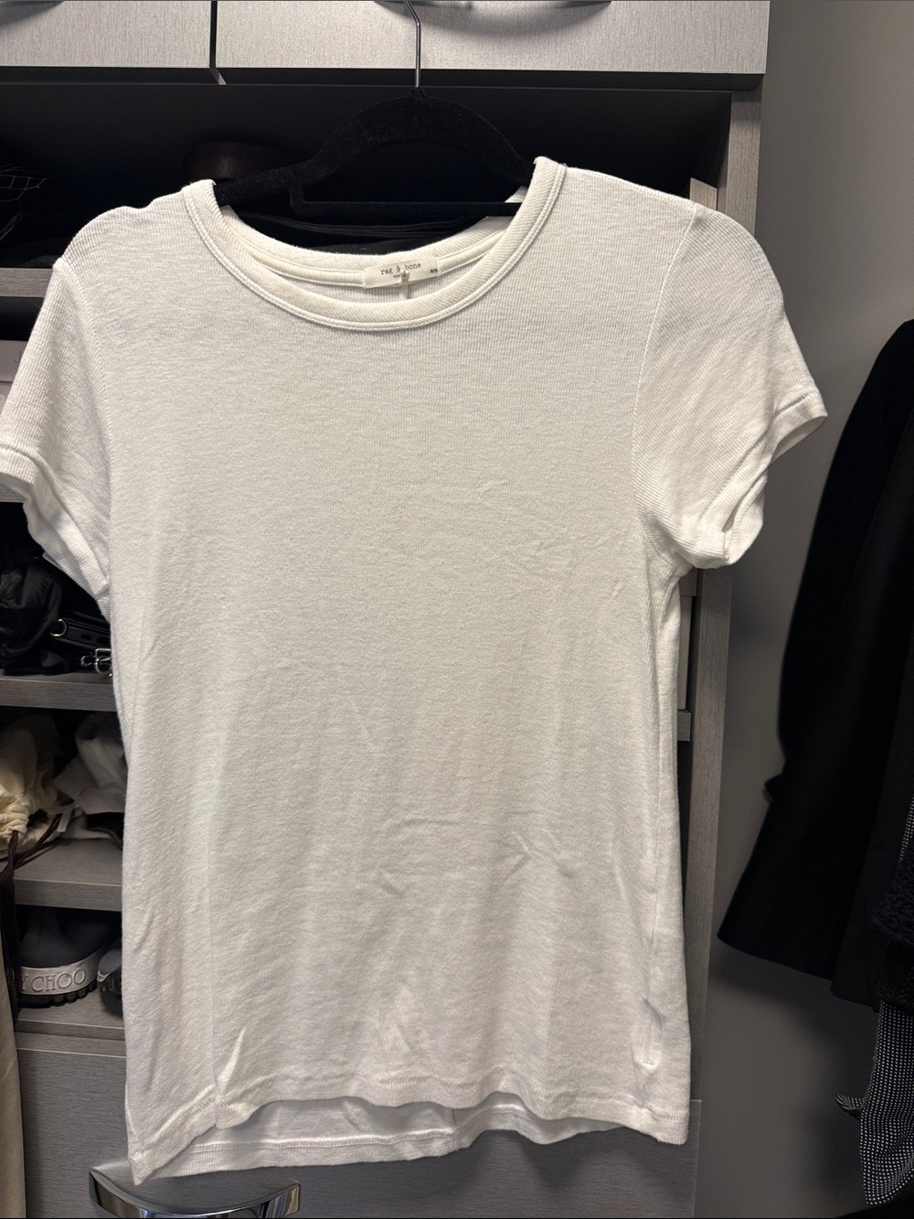 rag & bone White Short Sleeve Crewneck Tee